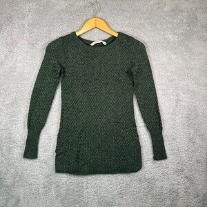 ATHLETA Sweater Basket Weave Cypress Jasper Green Long Sleeve Round‎ Neck XXS